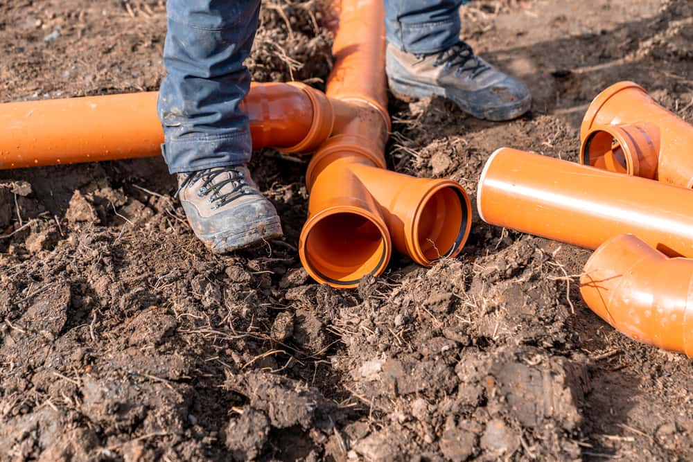 plastic waste pipe in the ground