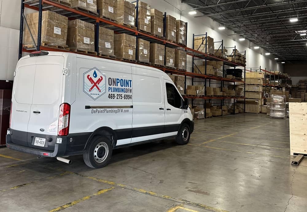 On Point Plumbing Van in Warehouse